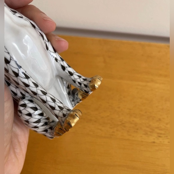 RARE Herend Sitting Dalmatian Black Fishnet Gold-Tone Figurine - Picture 7 of 10